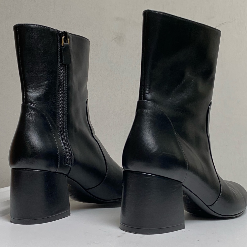 Stuart Weitzman Flareblock 60 Zip Bootie Heel Walnut Brown Leather Boot Size 7b - Picture 5 of 11